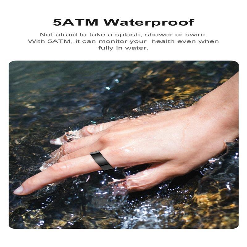 Smart Ring With Heart Rate Blood Oxygen Sleep Monitoring & Sports Modes Size 8 Gold