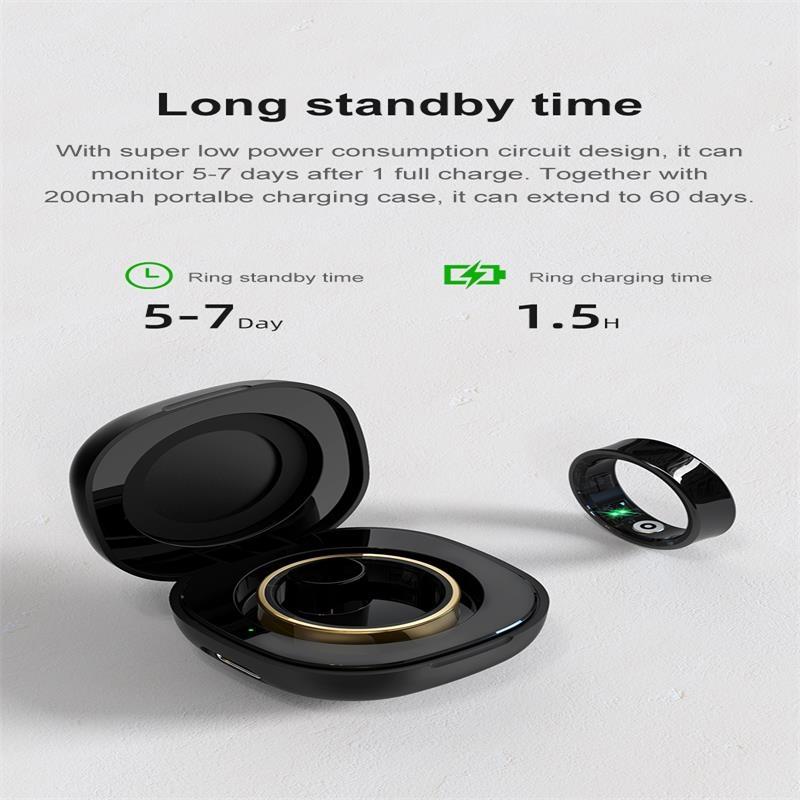 Smart Ring With Heart Rate Blood Oxygen Sleep Monitoring & Sports Modes Size 8 Gold