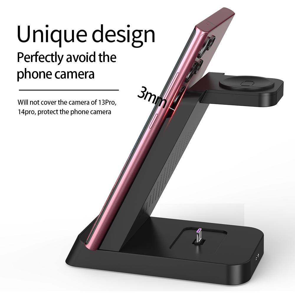 18W 3 In Vertical Charging Stand For Samsung Watch And Galaxy Buds Black
