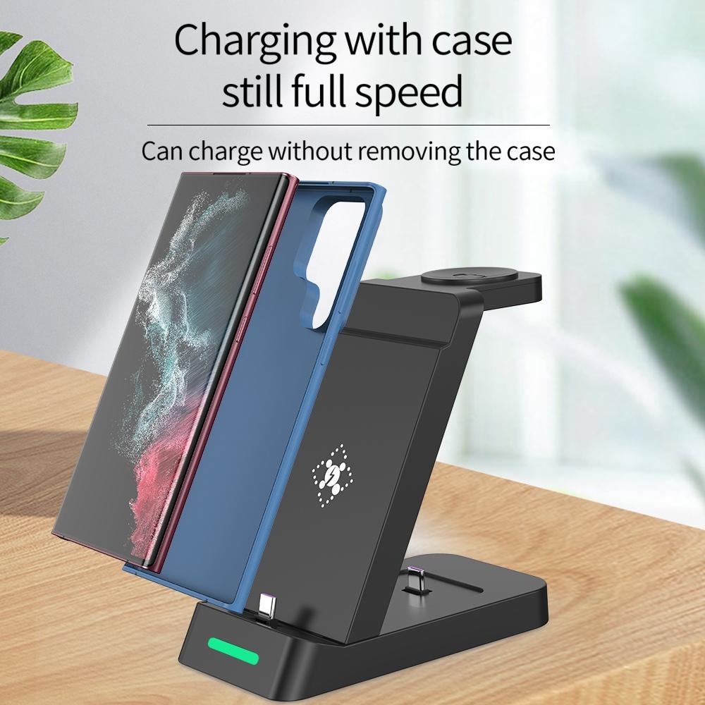 18W 3 In Vertical Charging Stand For Samsung Watch And Galaxy Buds Black