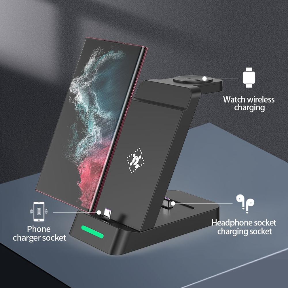 18W 3 In Vertical Charging Stand For Samsung Watch And Galaxy Buds Black