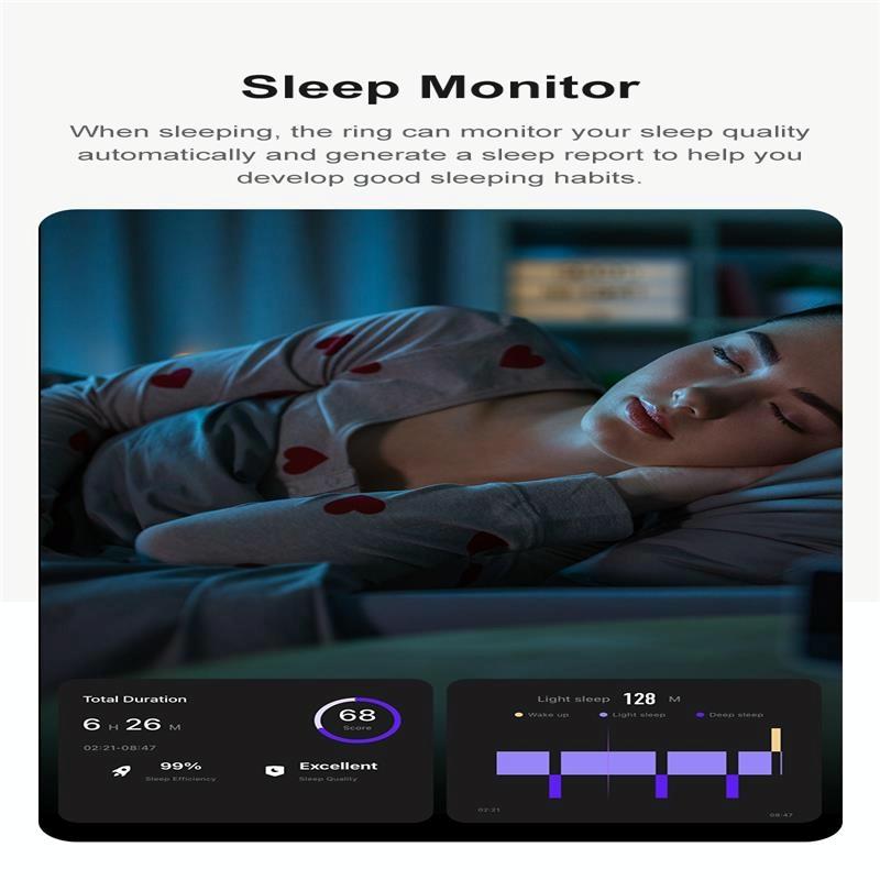 Smart Ring With Heart Rate Blood Oxygen Sleep Monitoring & Sports Modes Size 10 Gold