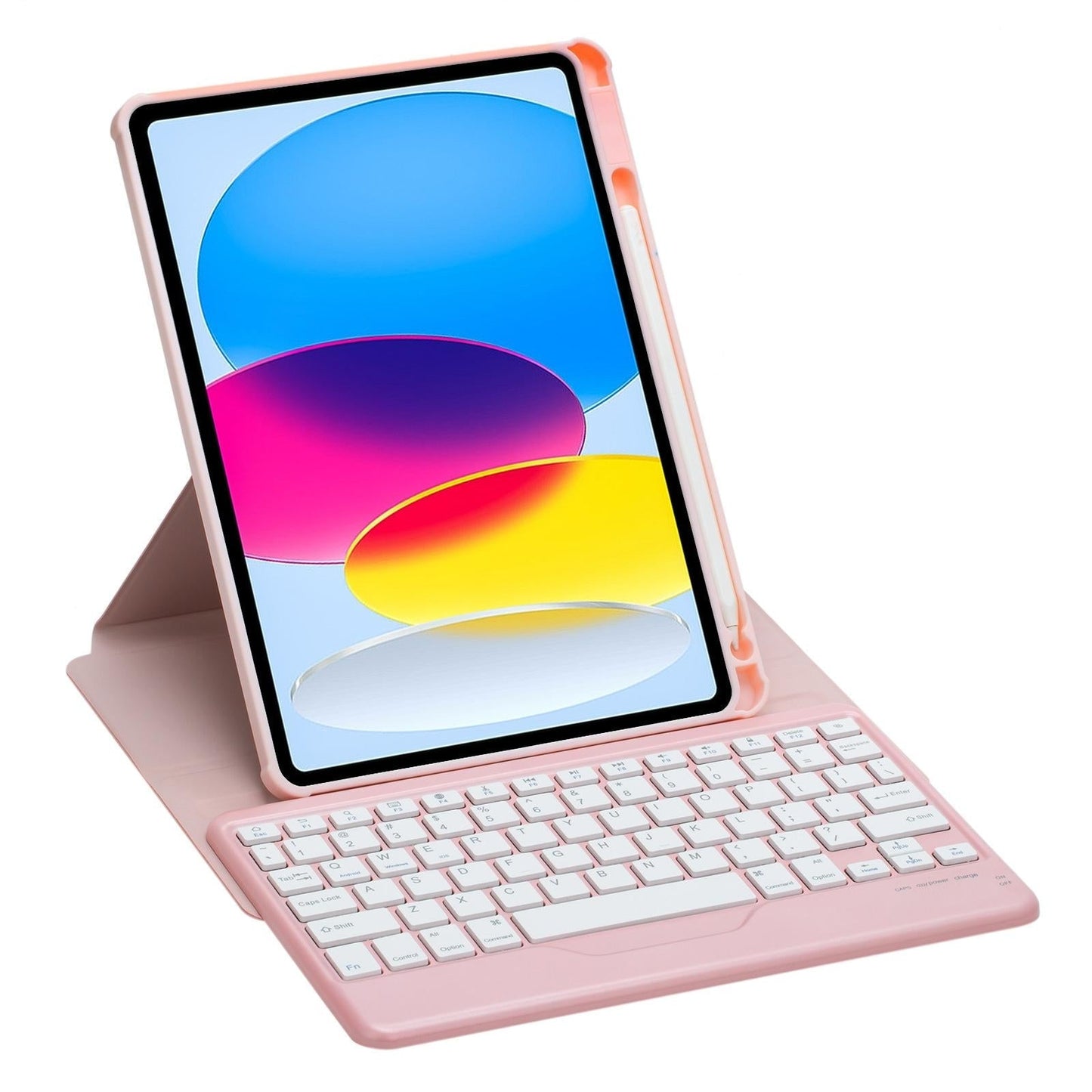360 Rotation Bluetooth Keyboard Leather Case For Ipad 10.9 2022 Pink