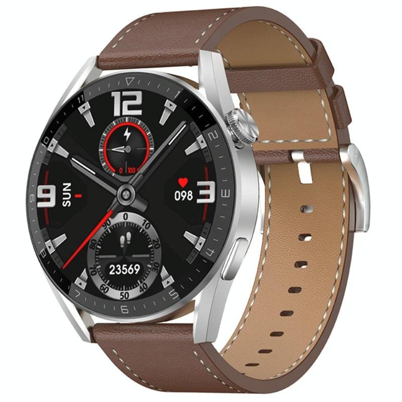 Smart Leather Watch With Colour Screen Silver