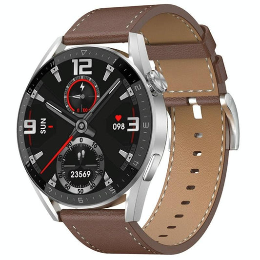 Smart Leather Watch With Colour Screen Silver