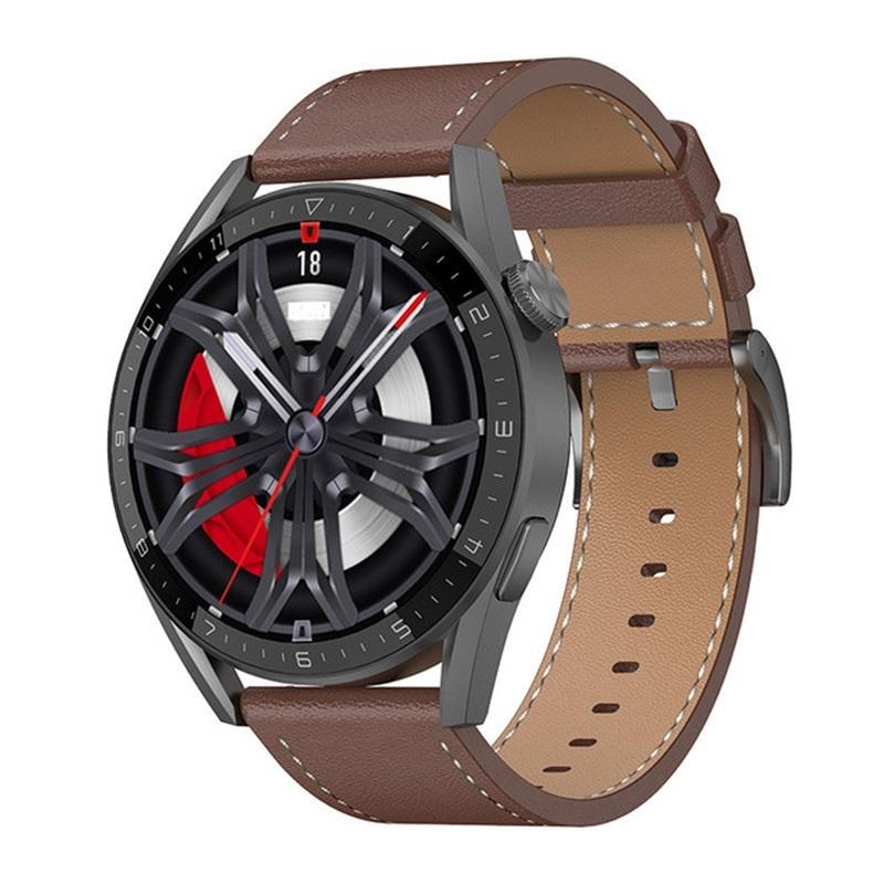 Smart Leather Watch With Colour Screen Silver