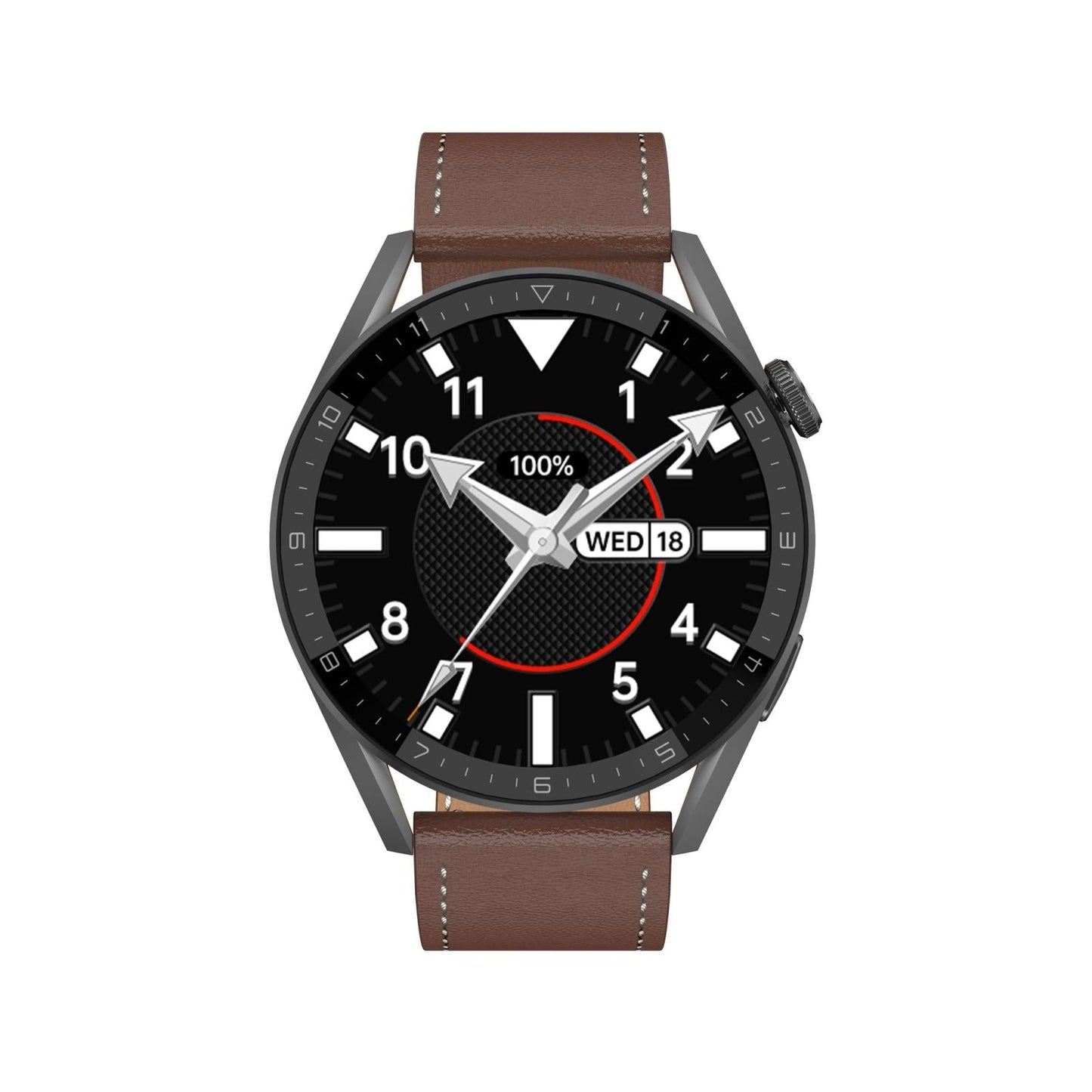 Smart Leather Watch With Colour Screen Silver