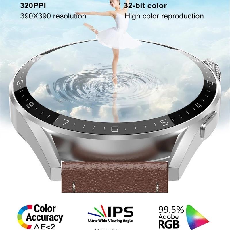 Smart Leather Watch With Colour Screen Silver