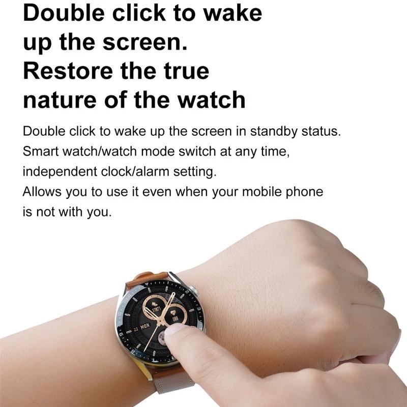 Smart Leather Watch With Colour Screen Silver