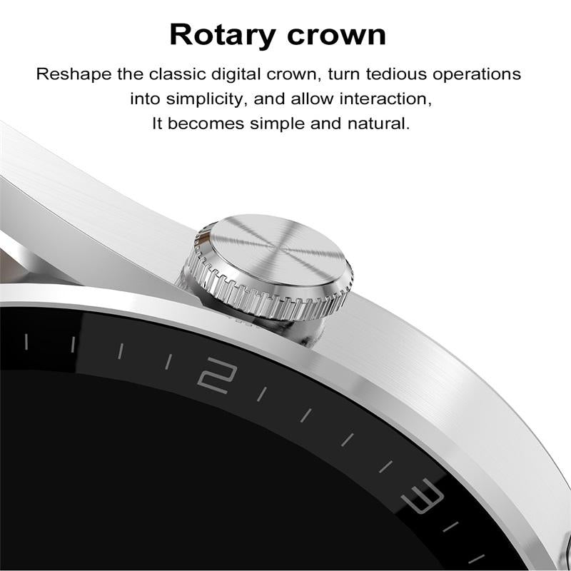 Smart Leather Watch With Colour Screen Silver