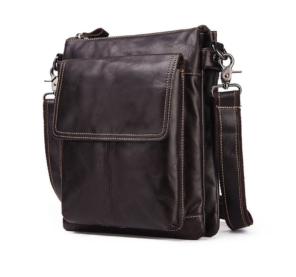 Retro Leather Crossbody Backpack For Men Yellow Brown