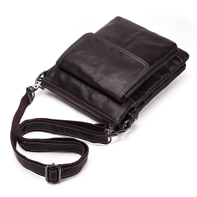 Retro Leather Crossbody Backpack For Men Yellow Brown