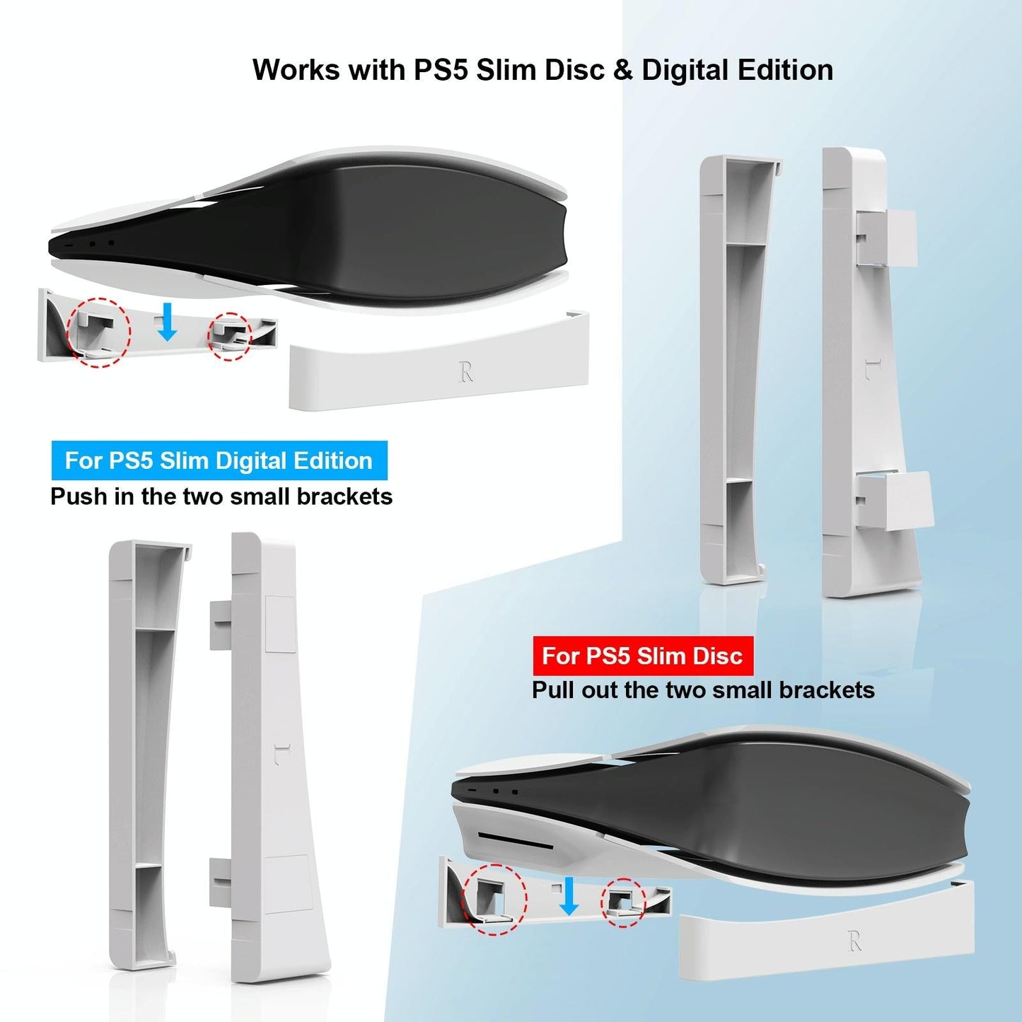 Ps5 Slim Console Horizontal Placement Stand Digital Optical Drive Version White