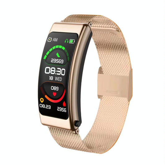 1.14 Inch Steel Band Earphone Detachable Smart Watch Support Bluetooth Call Gold