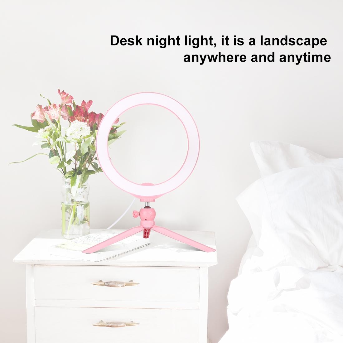 10.2 Selfie Beauty Light With Tripod Mount And Usb 3 Modes Dimmable Led Ring For Vlogging Photography Cold Shoe Ball Hea