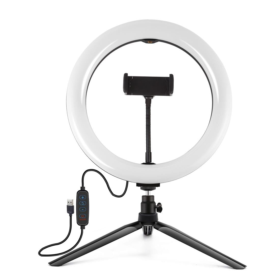 10.2 Selfie Beauty Light With Tripod Mount And Usb 3 Modes Dimmable Led Ring For Vlogging Photography Cold Shoe Ball Hea