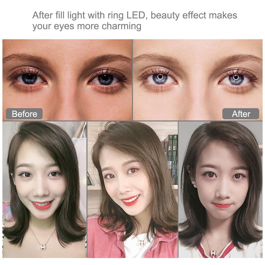 10.2 Selfie Beauty Light With Tripod Mount And Usb 3 Modes Dimmable Led Ring For Vlogging Photography Cold Shoe Ball Hea
