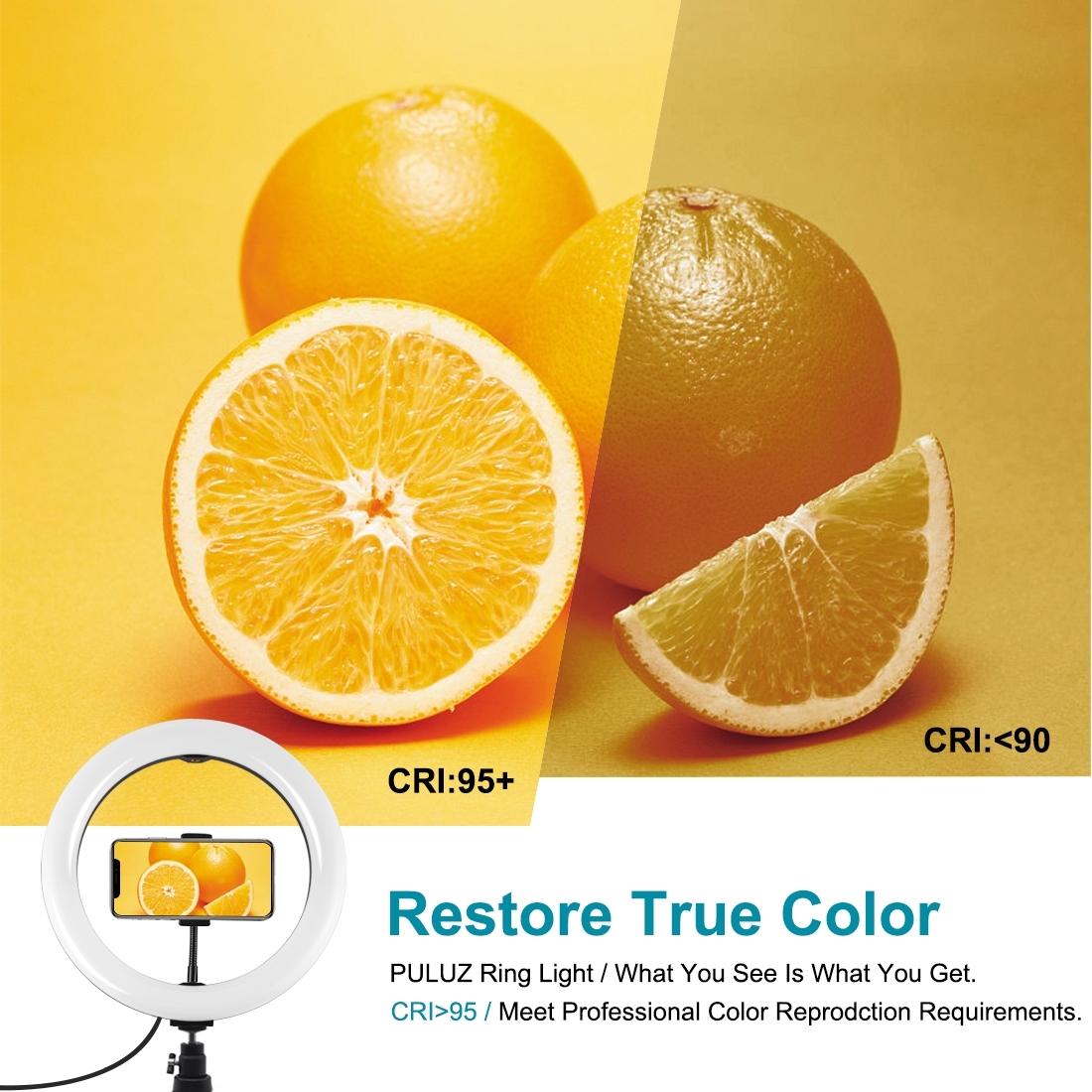 10.2 Selfie Beauty Light With Tripod Mount And Usb 3 Modes Dimmable Led Ring For Vlogging Photography Cold Shoe Ball Hea
