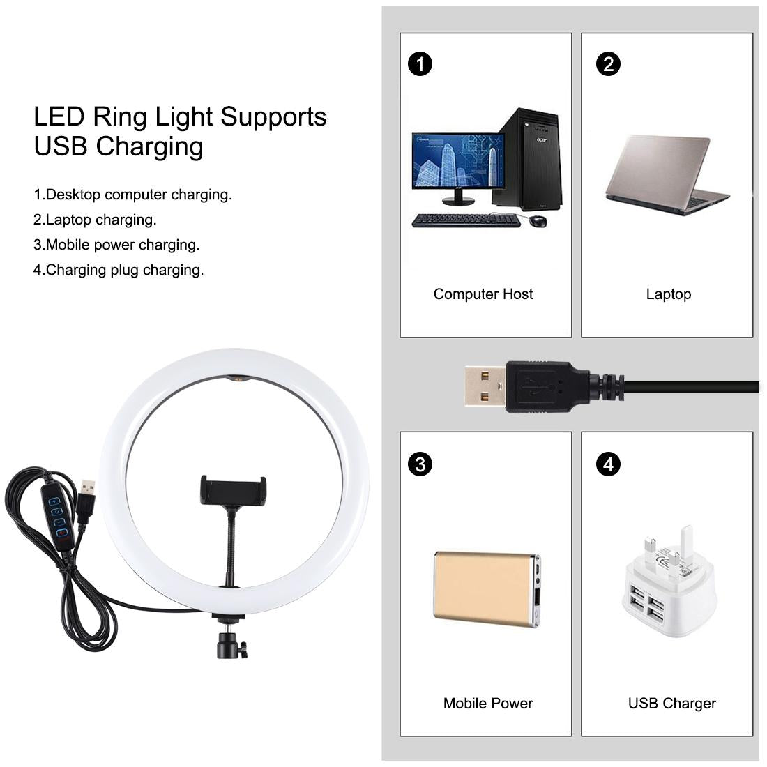 11.8 Inch Led Ring Light With Tripod And Phone Clamp For Vlogging Live Streaming