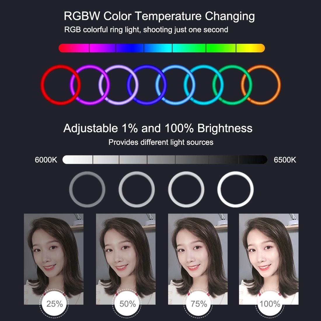 6.2 Inch Rgbw Led Ring Light With Remote Control And Tripod For Video Photography