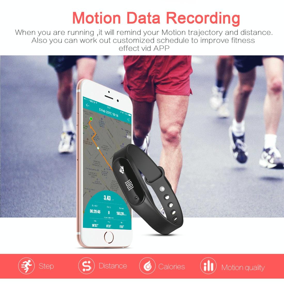 Bluetooth Smart Bracelet With Heart Rate Monitor And Sleep Tracker Black