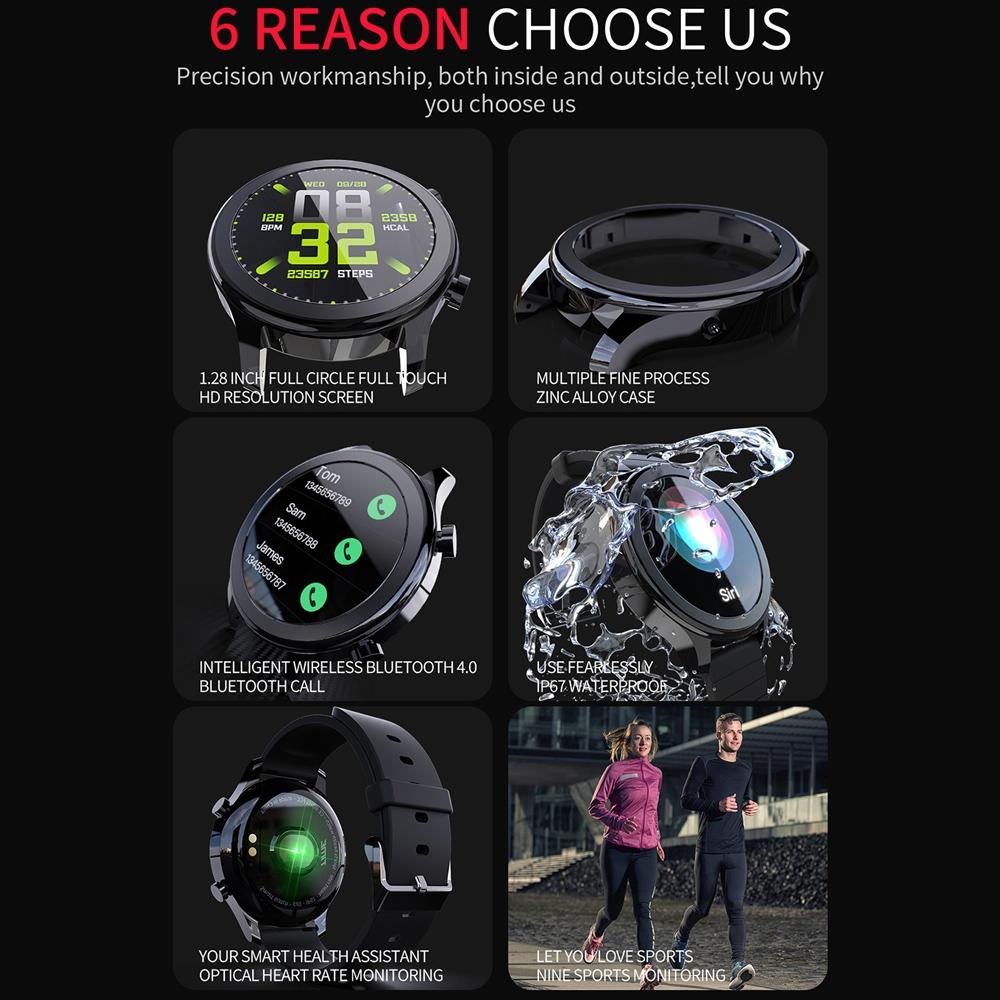 Waterproof Smart Watch Heart Rate / Blood Pressure Monitor Physiological Management Black