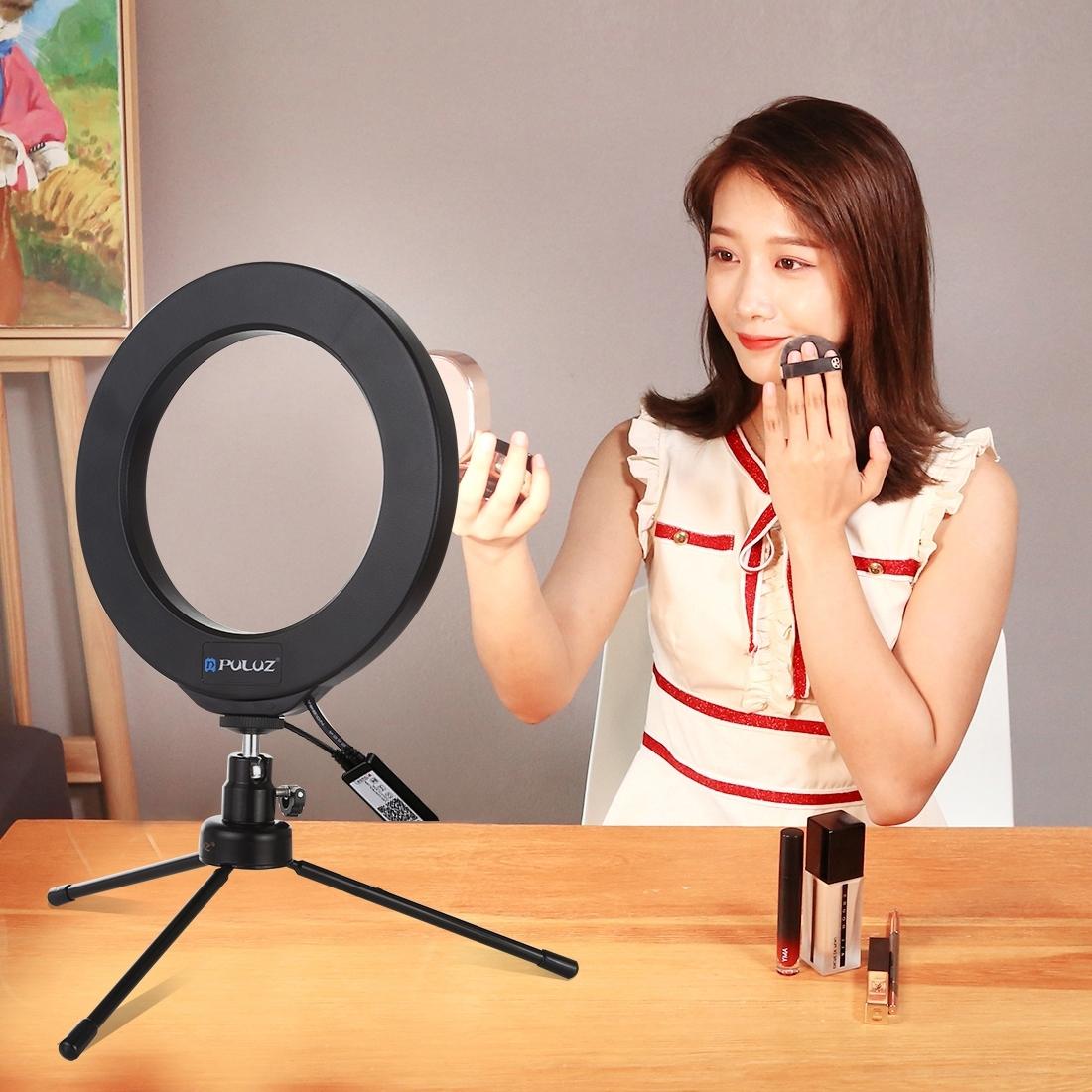 Dimmable 6.2 Usb Rgbw Led Ring Light With Cold Shoe Tripod & Remote_Black