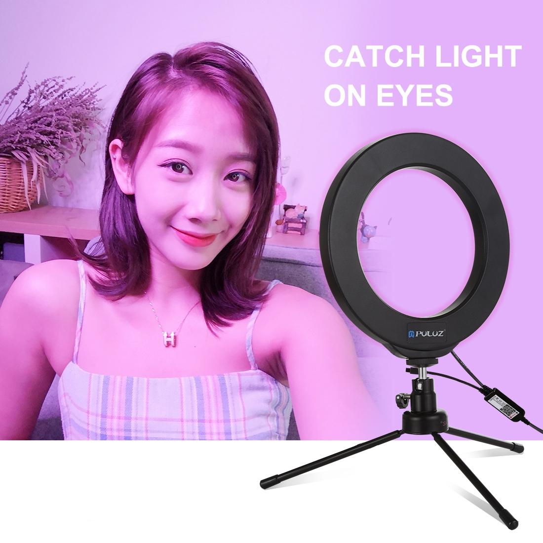 Dimmable 6.2 Usb Rgbw Led Ring Light With Cold Shoe Tripod & Remote_Black
