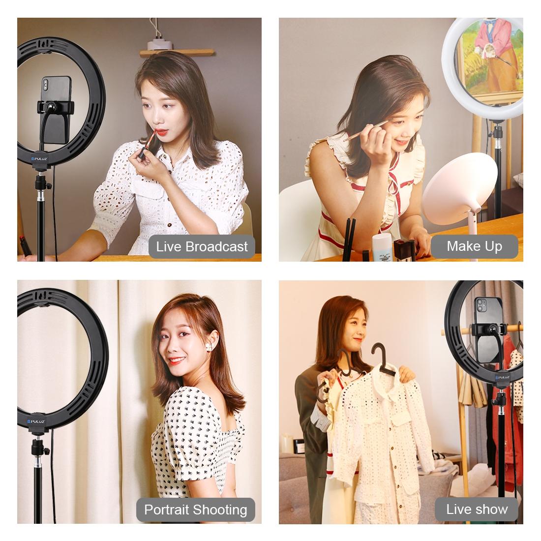 10.2 Ring Light With Tripod Usb 3 Modes Dual Colour Diffuse Phone Clamp Remote Black