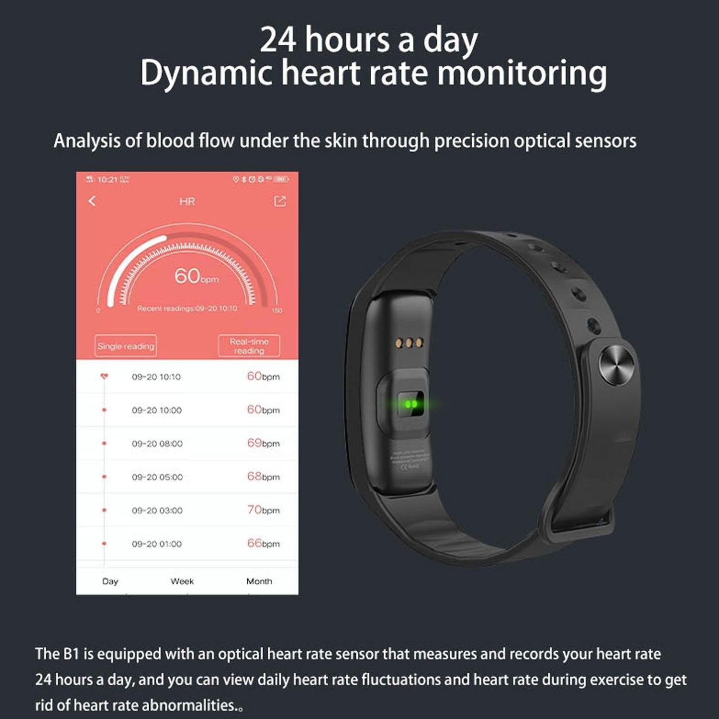 Waterproof Smart Bracelet With Colour Screen Ip67 Blue