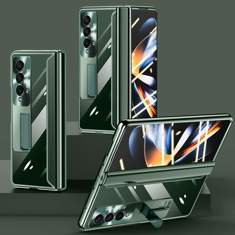 For Samsung Galaxy Z Fold4 5G Full Body Hinge Case Electroplated Green