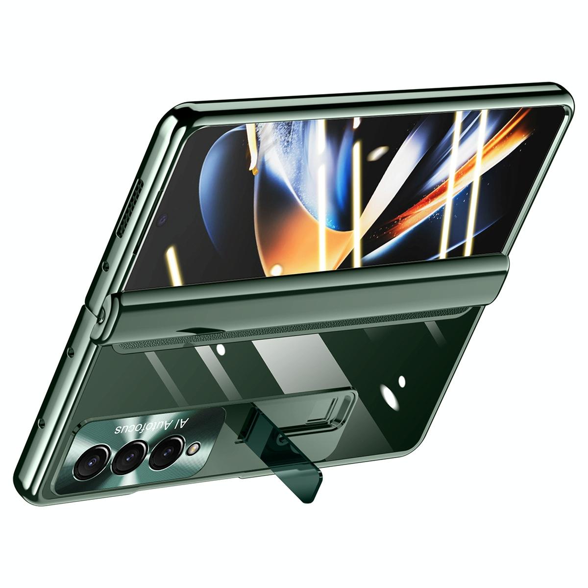 For Samsung Galaxy Z Fold4 5G Full Body Hinge Case Electroplated Green