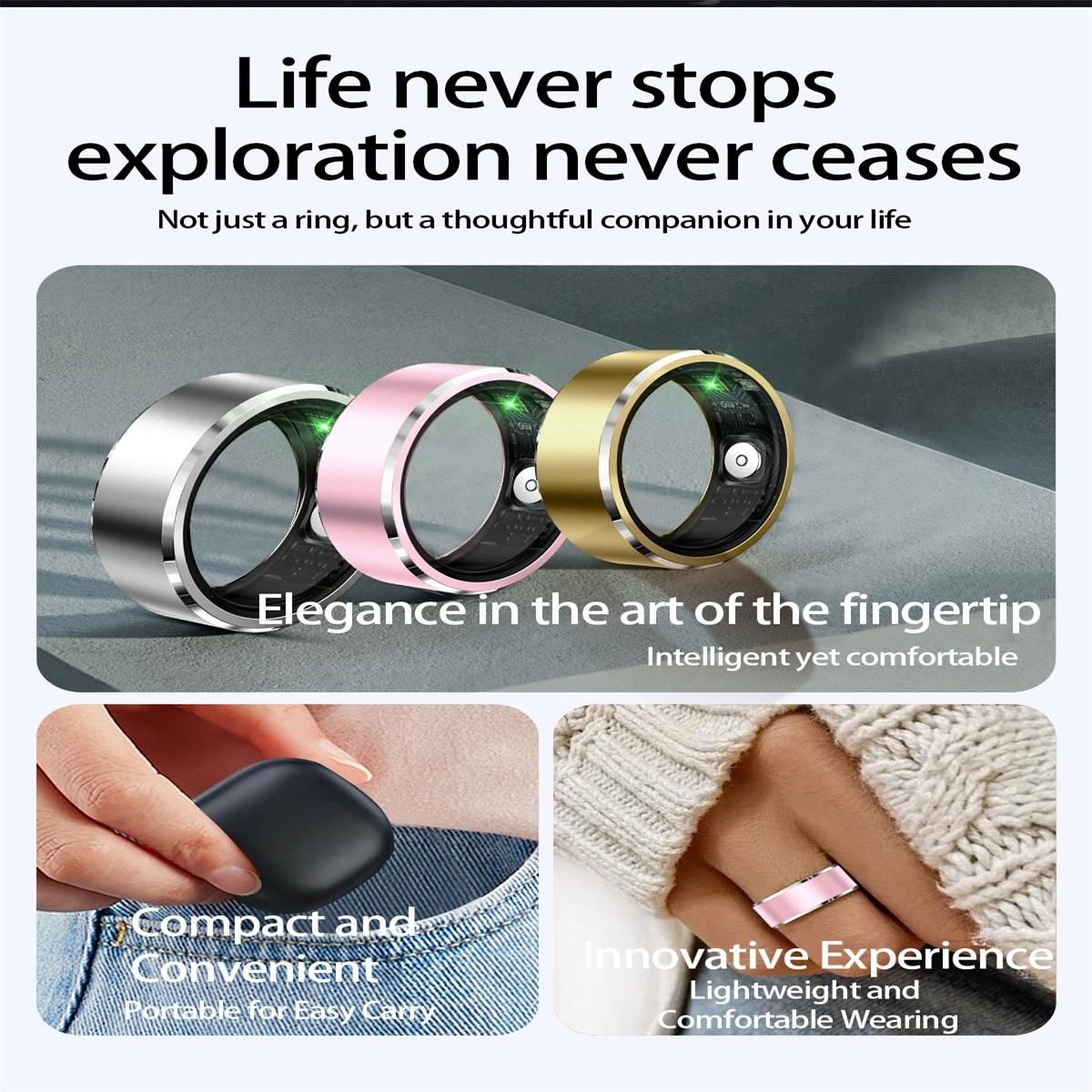 Smart Ring For Health Monitoring & Multiple Sports Modes Size 10 Pink