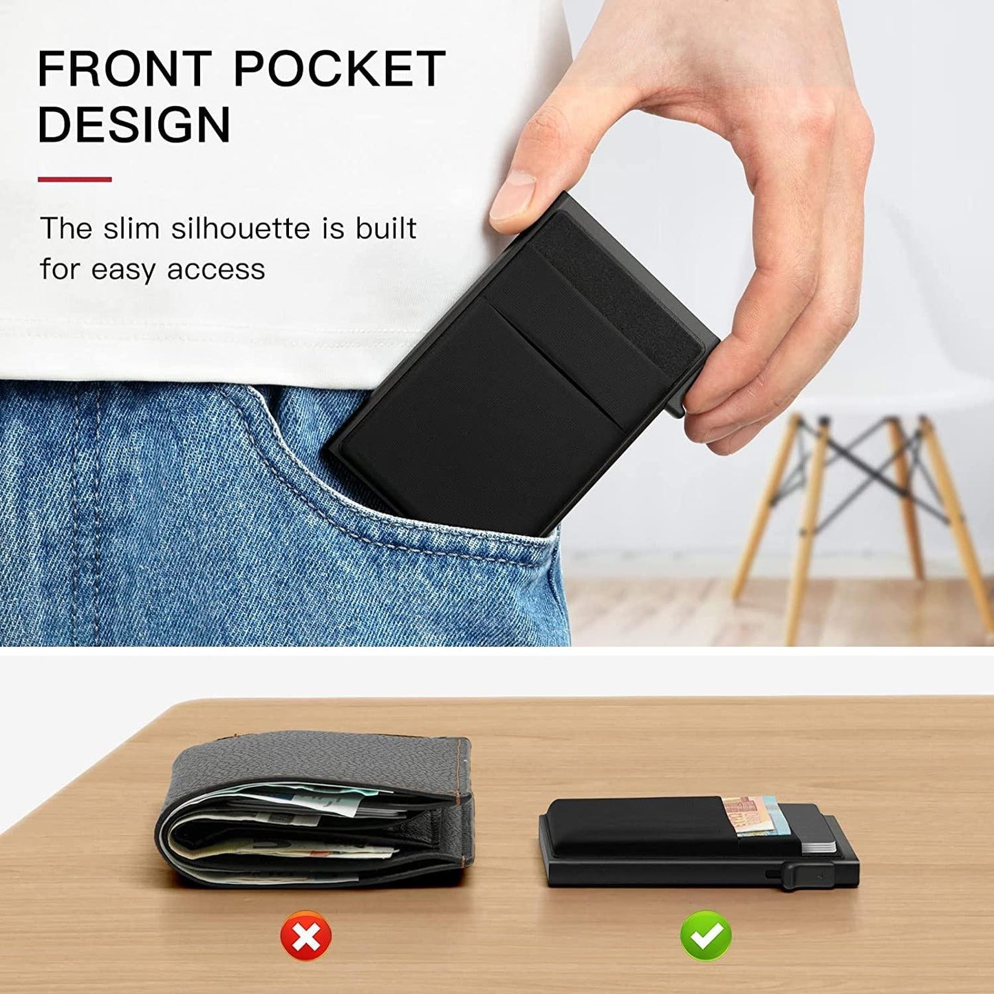 Rfid Blocking Slim Metal Wallet For Men Gold