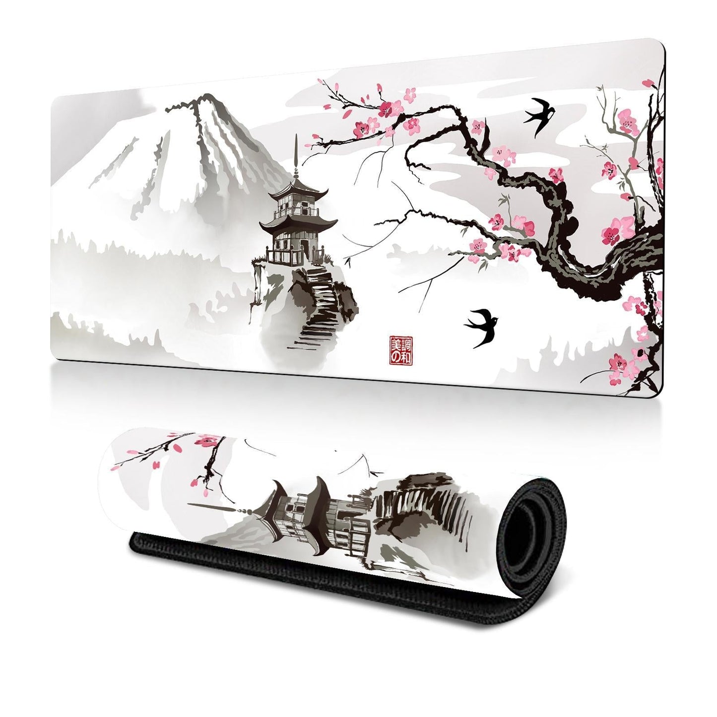 Cherry Blossom Ink Painting Mouse Pad Non Slip Pattern 8 300X800x2mm