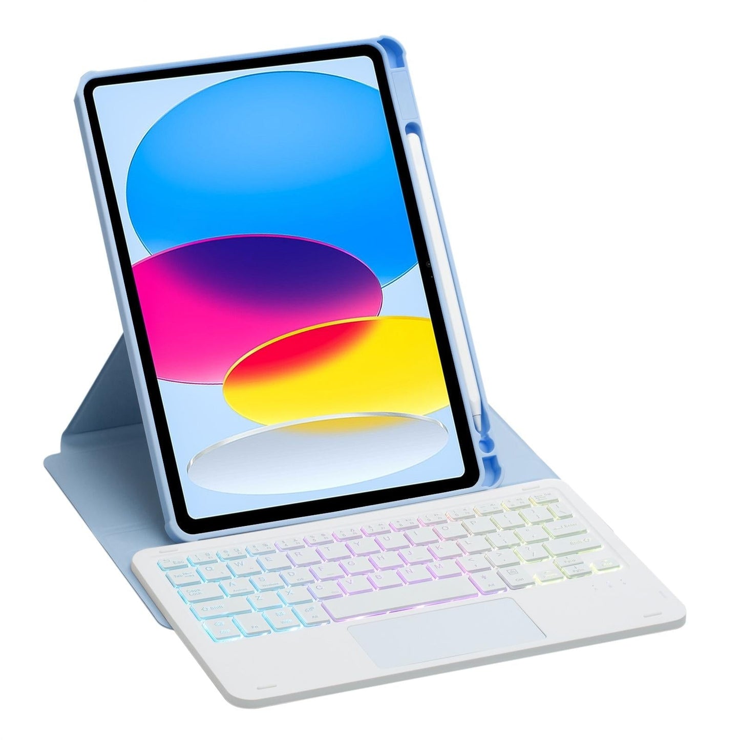 360 Rotation Bluetooth Keyboard Leather Case For Ipad 10.9 2022 With Touch Control And Backlight Green