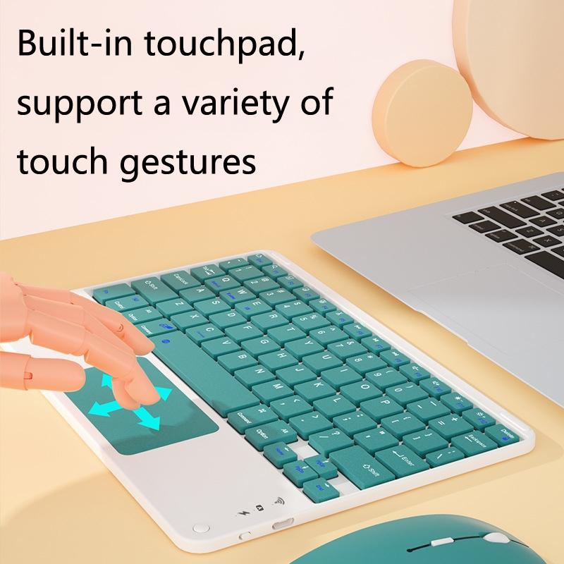 9.7 Tablet Keyboard With Bluetooth Touchpad & Mouse Set For Ipad White +