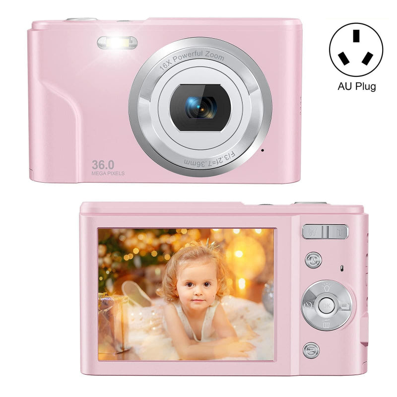 36Mp 2.7K Full Hd Digital Camera With 16X Zoom For Children 2.4 Inch Screen Pink