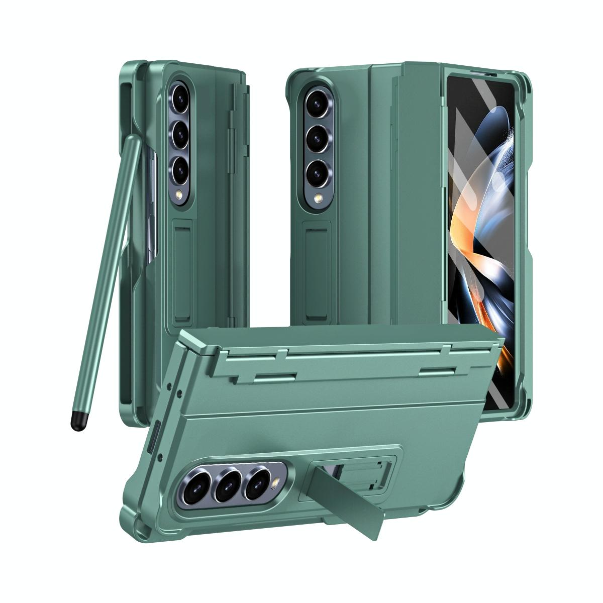 For Samsung Galaxy Z Fold4 5G Shockproof Diamond Case With Hinge And Pen Purple