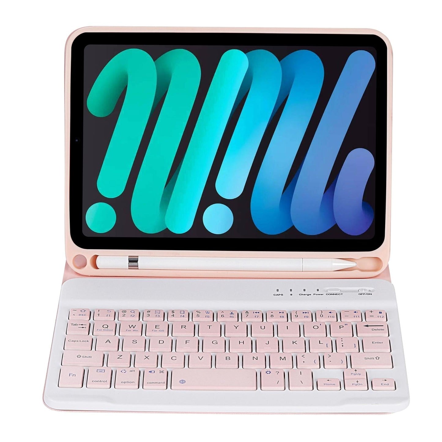 Ultra Thin Bluetooth Keyboard Tablet Case For Ipad Mini 6 With Stand And Pen Slot Candy Colour Pink