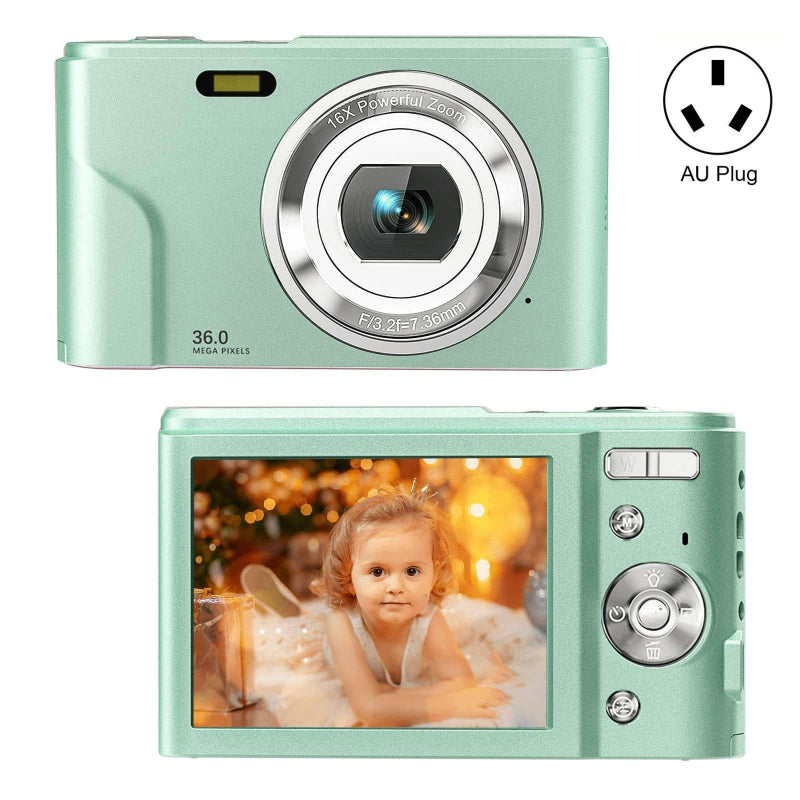 36Mp 2.7K Full Hd Digital Camera With 16X Zoom For Children 2.4 Inch Screen Green