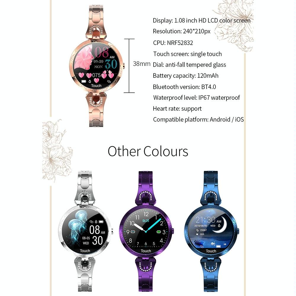 Waterproof Smart Bracelet With Lcd Screen And Heart Rate Monitor Rose Gold