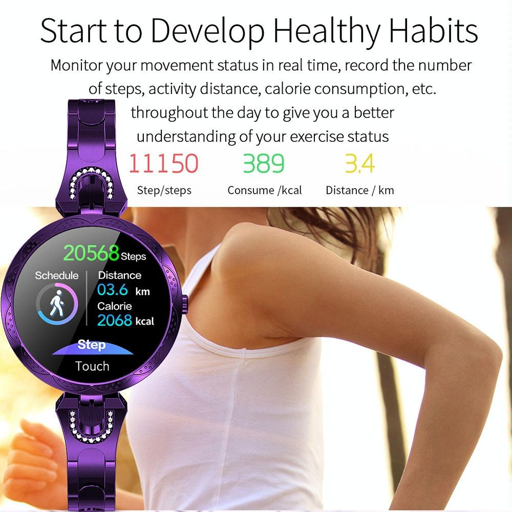 Waterproof Smart Bracelet With Lcd Screen And Heart Rate Monitor Rose Gold