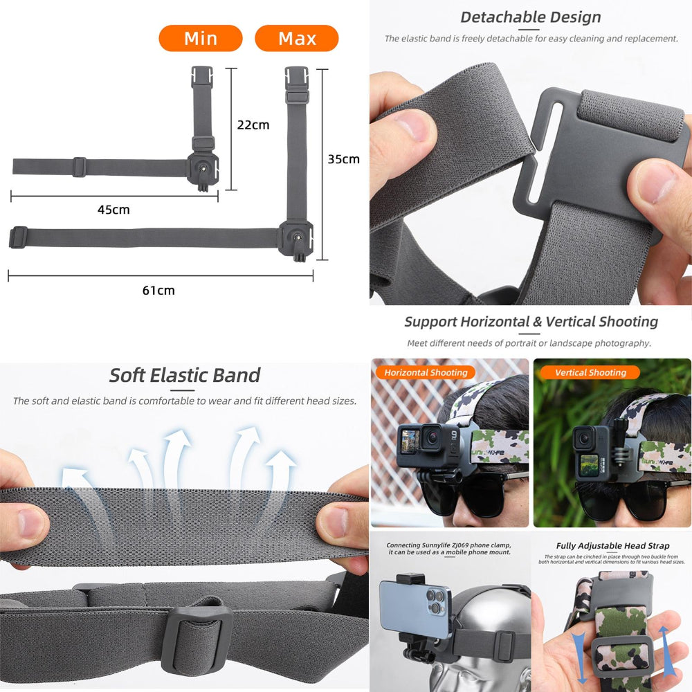 360 Degree Head Strap For Action Cameras_Grey