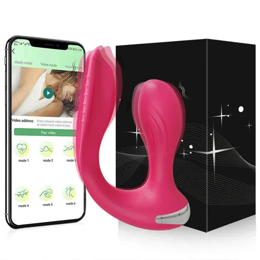 App Control Dual Ended Vibrator For Women Clit Anal Stimulation Couples Red