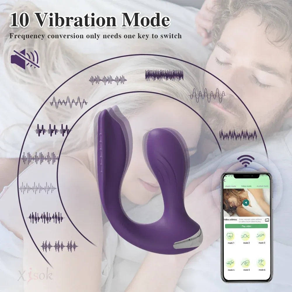 App Control Dual Ended Vibrator For Women Clit Anal Stimulation Couples Red