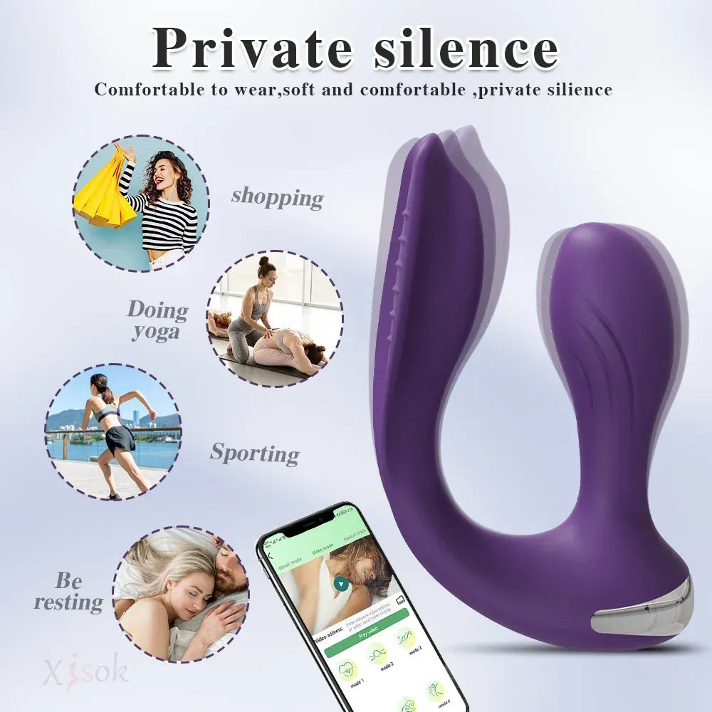 App Control Dual Ended Vibrator For Women Clit Anal Stimulation Couples Red