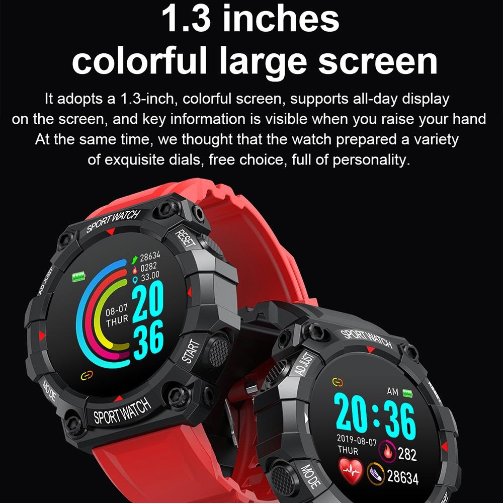 1.3 Inch Colour Round Screen Sport Smart Watch Support Heart Rate Multi Sports Mode Red