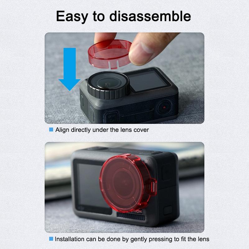 Round Lens Filter For Dji Action Camera Red