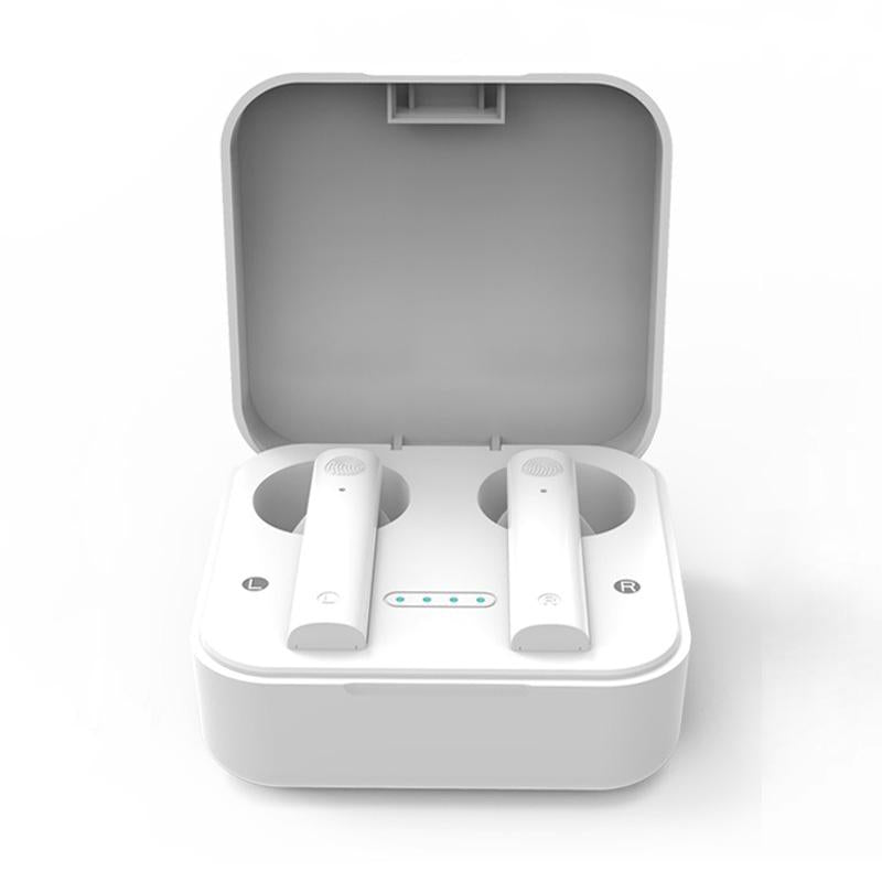Wireless Dual Mic Noise Cancelling Earbuds With Charging Case White
